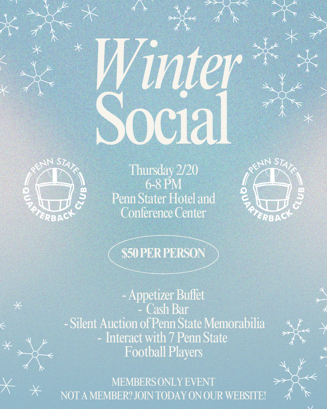 Graphic detailing winter social details